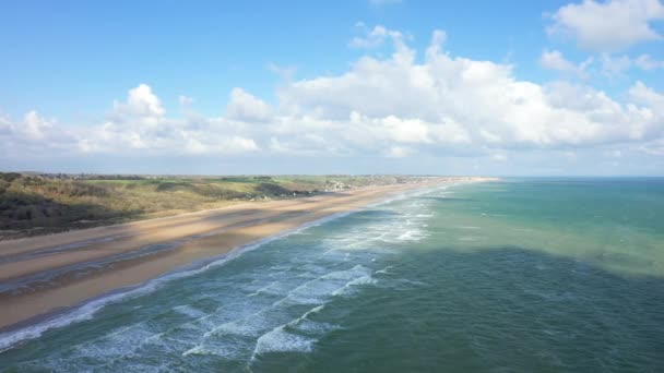 Długa Piaszczysta Plaża Plaży Omaha Europie Francji Normandii Kierunku Carentan — Wideo stockowe