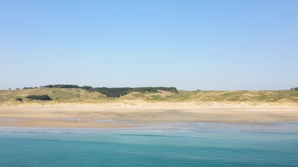 Písečné Duny Pláži Starého Kostela Barneville Evropě Francii Normandii Manche — Stock video