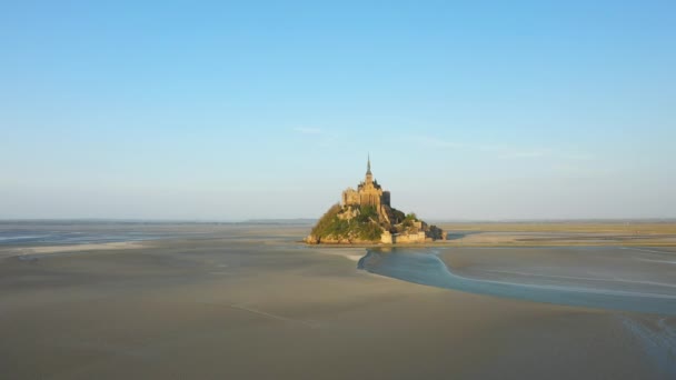 Mont Saint Michel Güneşli Bir Günde Avrupa Fransa Normandiya Manche — Stok video
