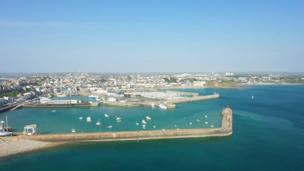 Granville Limanı Avrupa Fransa Normandiya Manche Ilkbaharda Güneşli Bir Günde — Stok video