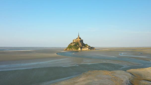 Baai Van Mont Saint Michel Zijn Zandduinen Europa Frankrijk Normandië — Stockvideo