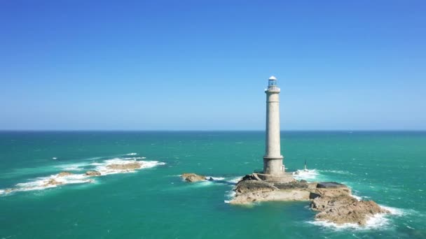 Farol Cap Hague Europa França Normandia Mancha Primavera Dia Ensolarado — Vídeo de Stock