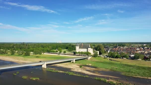 Loire Sel Altında Sully Sur Loire Kalesi Avrupa Fransa Merkez — Stok video