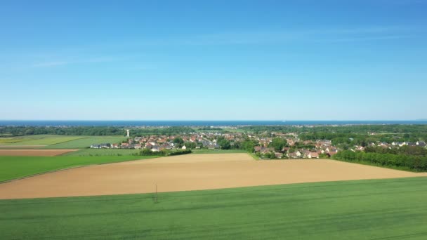 Groene Velden Van Het Normandische Platteland Europa Frankrijk Normandië Richting — Stockvideo