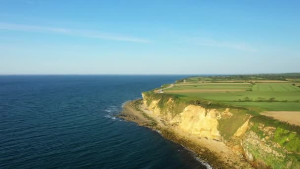 Die Grünen Klippen Entlang Des Ärmelkanals Europa Frankreich Der Normandie — Stockvideo