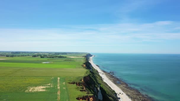 Panorámás Kilátás Nyílik Normann Sziklák Szélén Manche Csatorna Európában Franciaországban — Stock videók