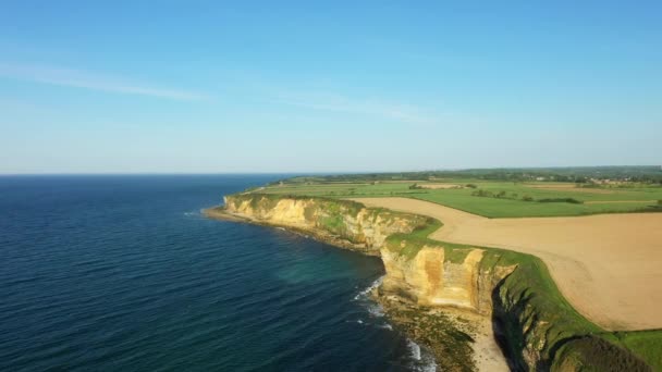 Klippen Der Normandie Bei Sonnenuntergang Europa Frankreich Normandie Richtung Deauville — Stockvideo