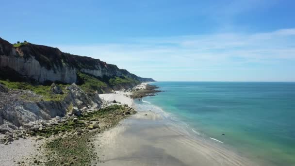 Une Plage Normande Bord Des Falaises Manche Europe France Normandie — Video