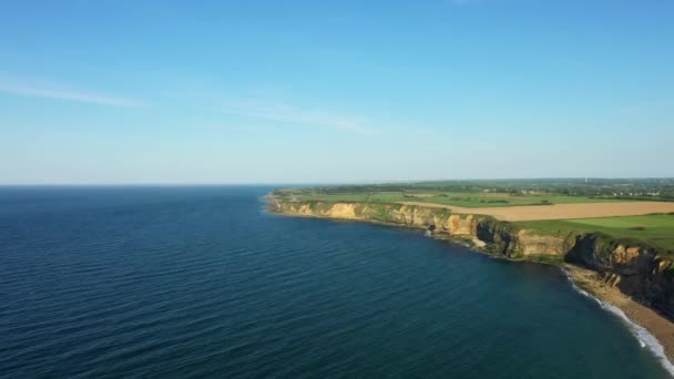 Channel Sea Edge Vápenec Cliffs Europe France Normandie Deauville Summer — Stock video