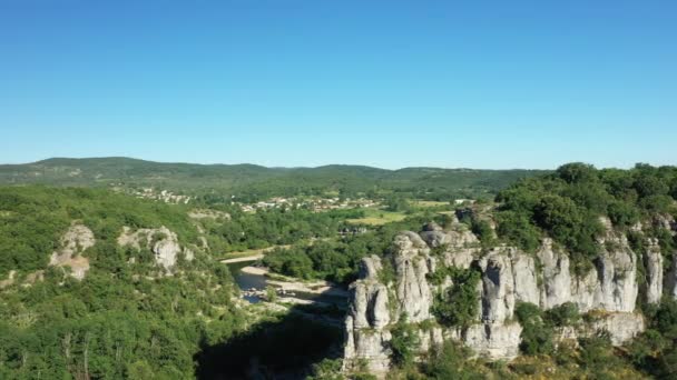 Die Gorges Lardeche Über Der Grünen Landschaft Europa Frankreich Sommer — Stockvideo