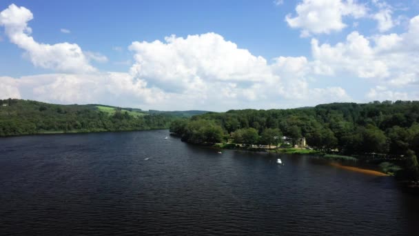 Tepi Hijau Lac Des Settons Eropa Perancis Burgundy Nievre Morvan — Stok Video