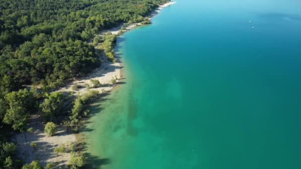 Cores Paradisíacas Lago Sainte Croix Suas Florestas Verdes Europa França — Vídeo de Stock