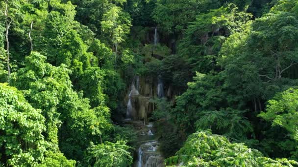 Kuang Falls Nel Mezzo Della Campagna Tropicale Asia Laos Verso — Video Stock