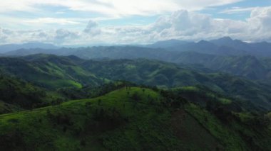 The mountains of northern Laos in Asia, Laos, between Vientiane and Luang Prabang, in summer on a sunny day.