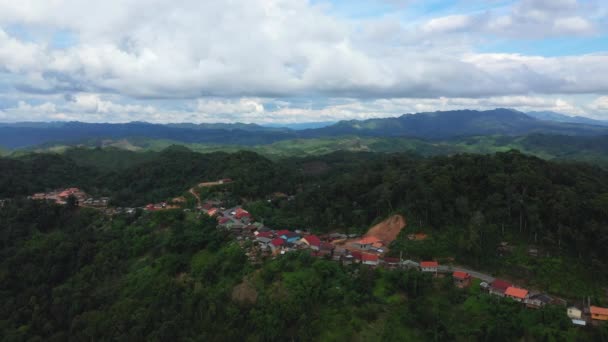 Літом Сонячний День Село Вершині Зелених Гір Азії Лаос Між — стокове відео