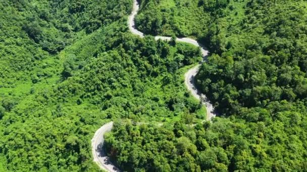 Дорога Пересекает Пышные Зеленые Леса Горы Азии Лаос Между Вьентьяном — стоковое видео