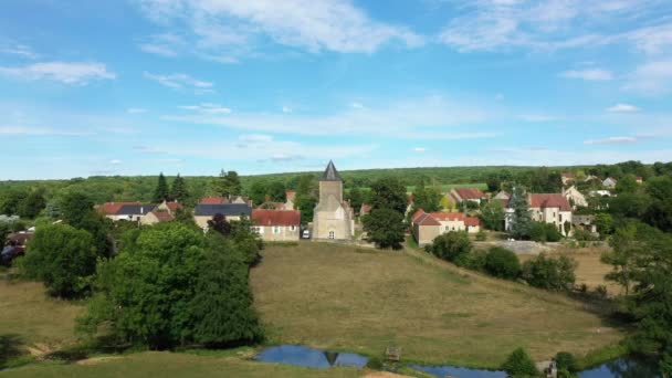 River Middle French Countryside Village Beuvron Europe France Burgundy Nievre — Stockvideo