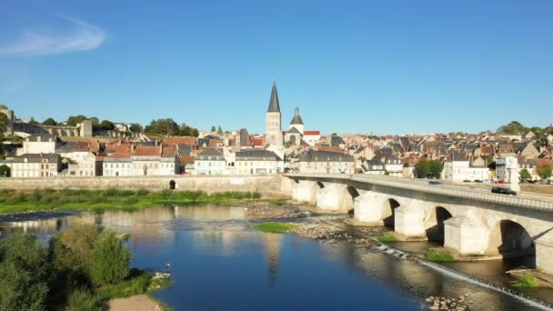 Most Charite Sur Loire Nad Loarą Europie Francji Burgundii Nievre — Wideo stockowe