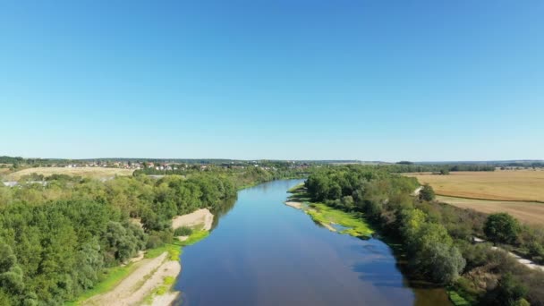 Majestoso Rio Loire Meio Campo Europa França Borgonha Nievre Verão — Vídeo de Stock