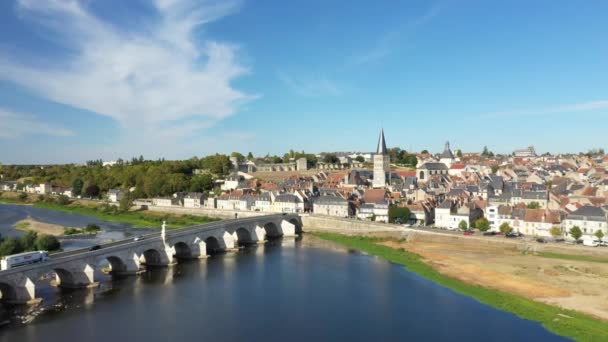 Dunas Frente Centro Cidade Charite Sur Loire Europa França Borgonha — Vídeo de Stock