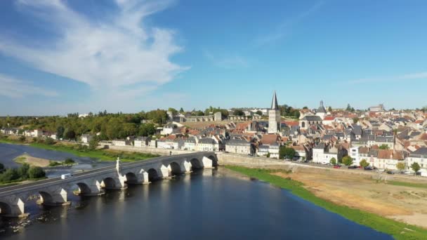 Μεσαιωνική Πόλη Charite Sur Loire Στην Ευρώπη Γαλλία Βουργουνδία Nievre — Αρχείο Βίντεο