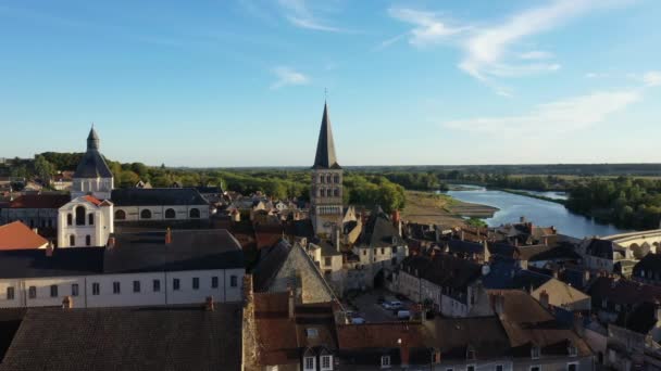 Medieval Town Center Charite Sur Loire Europe France Burgundy Nievre — Stockvideo