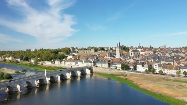 Panoramic View Charite Sur Loire Europe France Burgundy Nievre Summer — Stockvideo