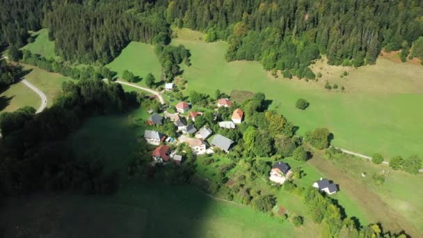 ヨーロッパ フランス アルプス イゼール 晴れた日に夏のマッシフ シャルトレウスの緑豊かな田舎の伝統的な村 — ストック動画