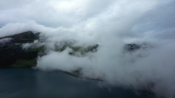 Nuvens Sobre Lake Roselend Europa França Alpes Savoie Inverno Dia — Vídeo de Stock