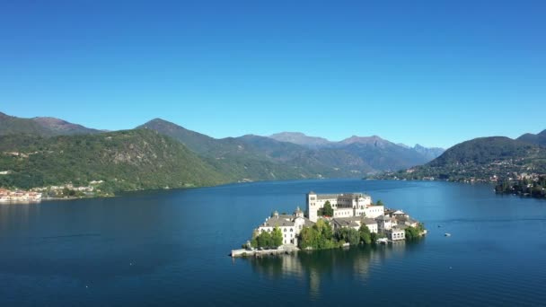 Ilha Isola San Giulio Lago Orta Europa Itália Piemonte Verão — Vídeo de Stock