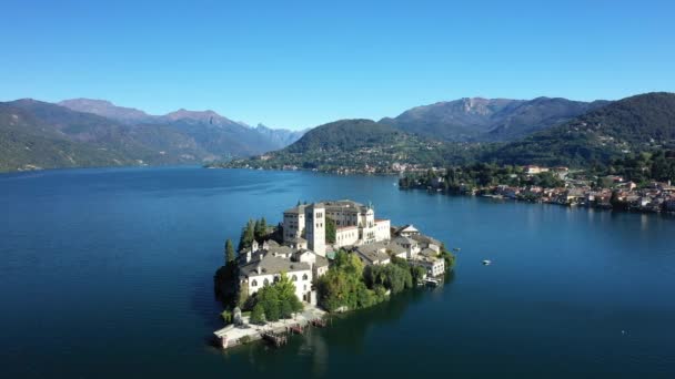 Close Ilha Isola San Giulio Lago Orta Europa Itália Piemonte — Vídeo de Stock