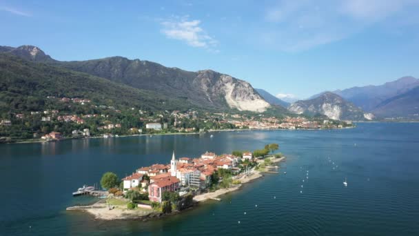 Die Insel Isola Della Malghera Fuße Der Berge Lago Maggiore — Stockvideo