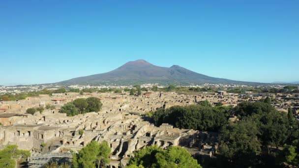 Pompei Nin Avrupa Talya Campania Daki Vesuvius Önündeki Panoramik Manzarası — Stok video