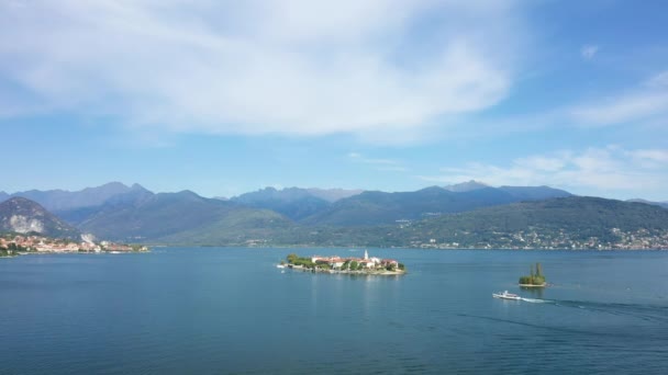 Vista Panorámica Isla Isola Della Malghera Lago Maggiore Europa Italia — Vídeos de Stock