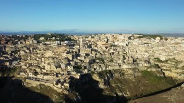 Matera 'nın mağara şehri Avrupa, İtalya, Basilicata, yaz, güneşli bir günde.