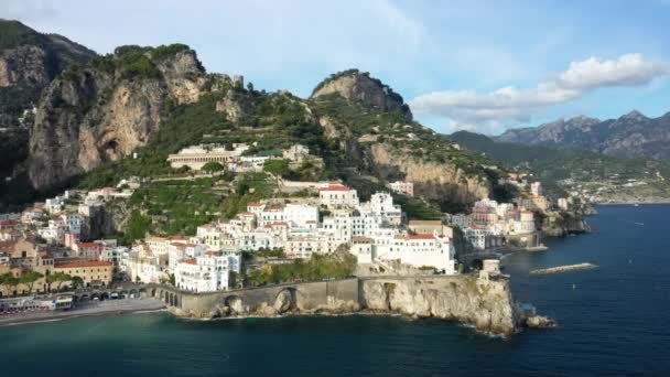 Város Központja Amalfi Tirrén Tengeren Európában Olaszországban Campania Nyáron Egy — Stock videók