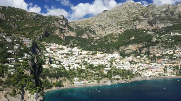 Positano Kasabası Onun Güzel Kumlu Kumlu Plajı Avrupa Talya Campania — Stok video