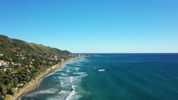 Enorme Playa Arena Acciaroli Junto Mar Tirreno Europa Italia Campania — Vídeos de Stock