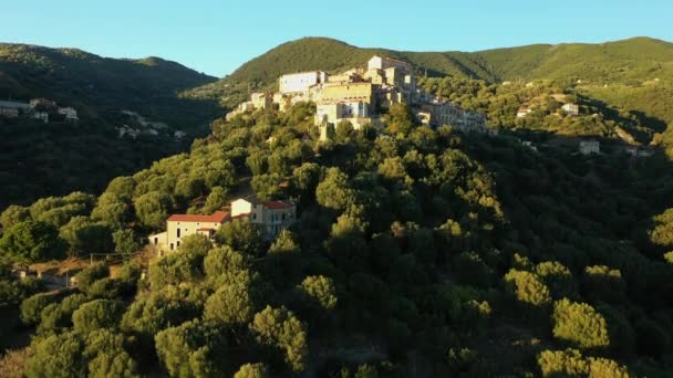 Medieval Village Pisciotta Middle Green Mountains Europe Italy Campania Summer — Stockvideo