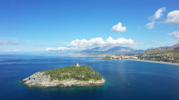 Остров Изола Чиребо Башня Берегу Тирренского Моря Европе Италия Калькутта — стоковое видео