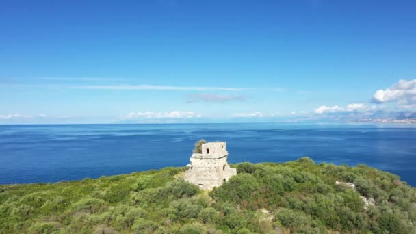 Wieża Isola Cirella Nad Morzem Tyrreńskim Europie Włoszech Kalabrii Latem — Wideo stockowe
