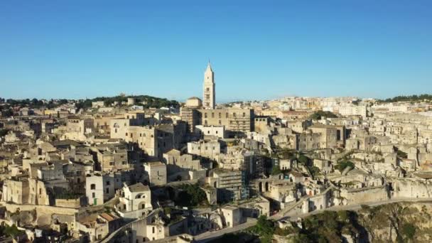 Das Schöne Stadtzentrum Von Matera Europa Italien Basilikata Sommer Einem — Stockvideo