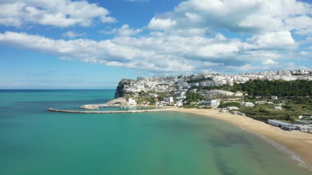 Peschici Nin Uzun Kumlu Plajı Avrupa Talya Puglia Yaz Aylarında — Stok video