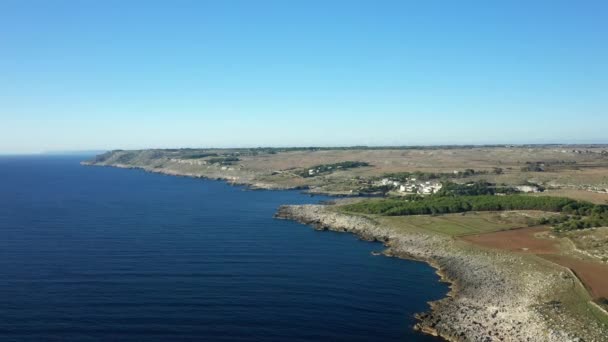 Italiaanse Kust Van Adriatische Zee Richting Porto Badisco Europa Italië — Stockvideo