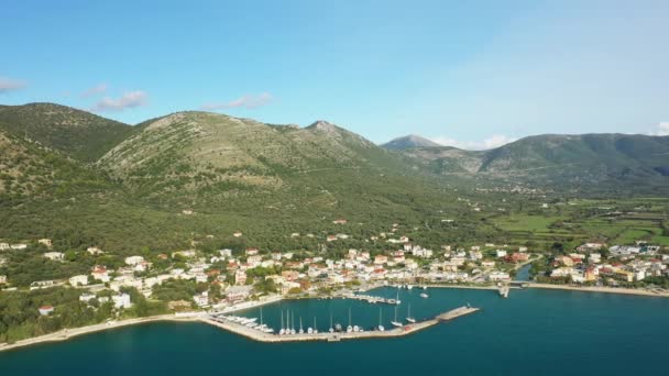Plataria Kasabası Onun Avrupa Yunanistan Epirus Limanı Güneşli Bir Günde — Stok video