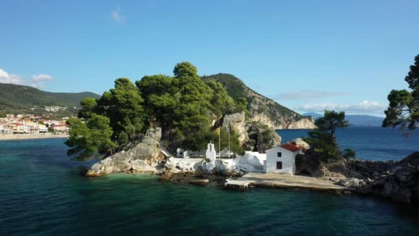 Yazın Güneşli Bir Günde Parga Ortodoks Kilisesi Yunanistan Epirus — Stok video