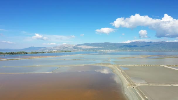 Missolonghi Salt Marshes Greek Mountains Europe Central Greece Summer Sunny — Stock Video