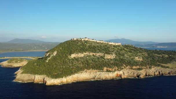 Majestoso Castelo Navarino Europa Grécia Peloponeso Mani Verão Dia Ensolarado — Vídeo de Stock