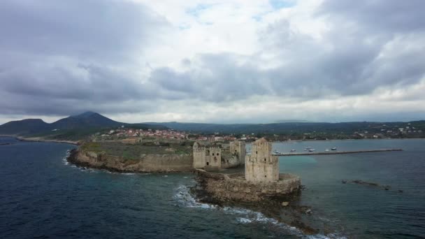 Modoni Chateau Methoni Földközi Tengerrel Szemben Európában Görögországban Peloponnészoszon Mani — Stock videók