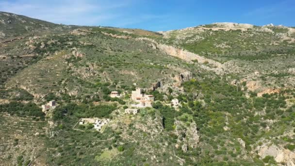 Traditional Cliff Side Village Porto Kagio Europe Greece Peloponnese Mani — Stock Video